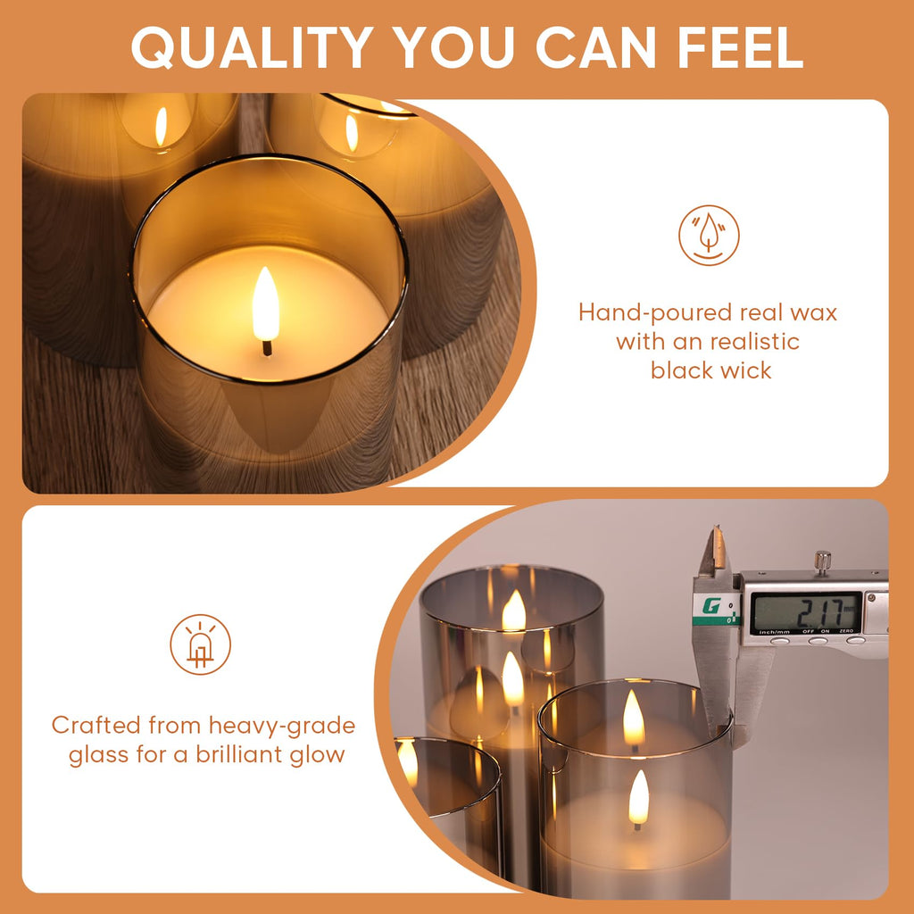 Eywamage Glass Flameless Candles with Remote - Gray view 5