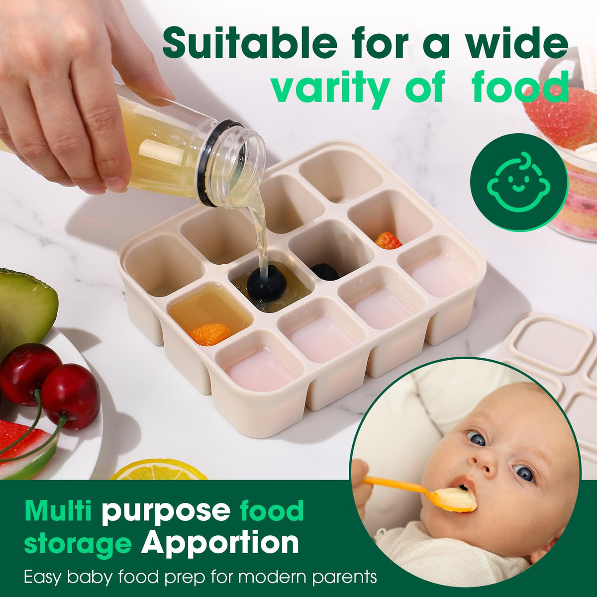 3 Pack Baby Food Freezer Tray with Lids - Purple, Pink, White view 4