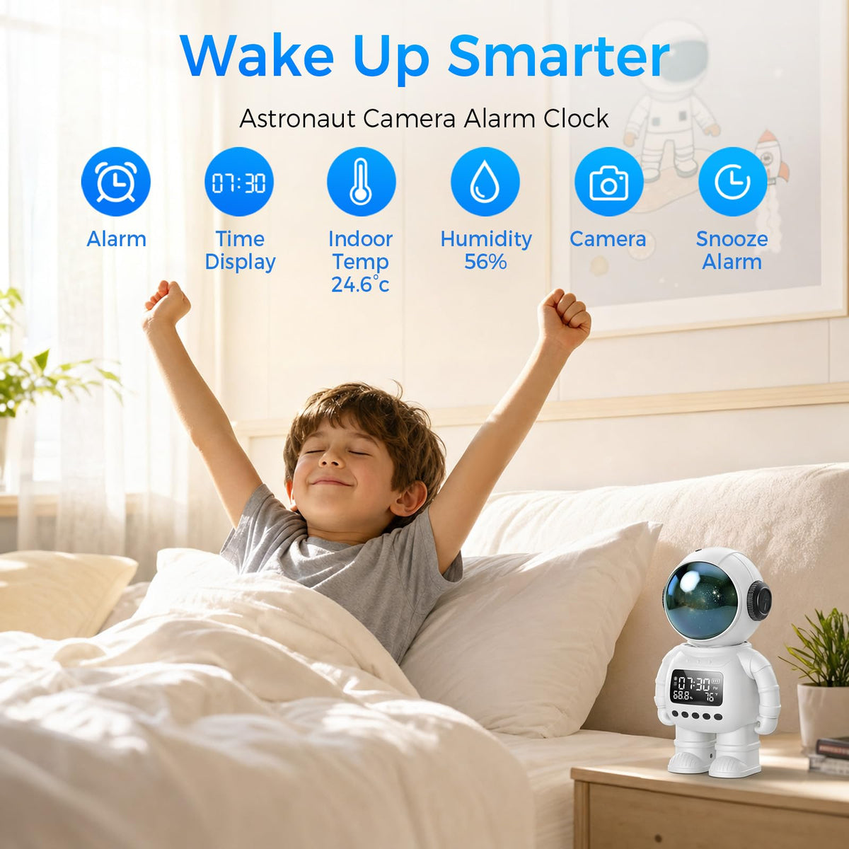 Carltec Astronaut Clock Indoor Camera - White view 1