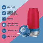 Ello Emma Insulated Stainless Kids Water Bottle with Straw, Red Splash, 14 Ounces (Pack of 8) (457-0919-005-8A)