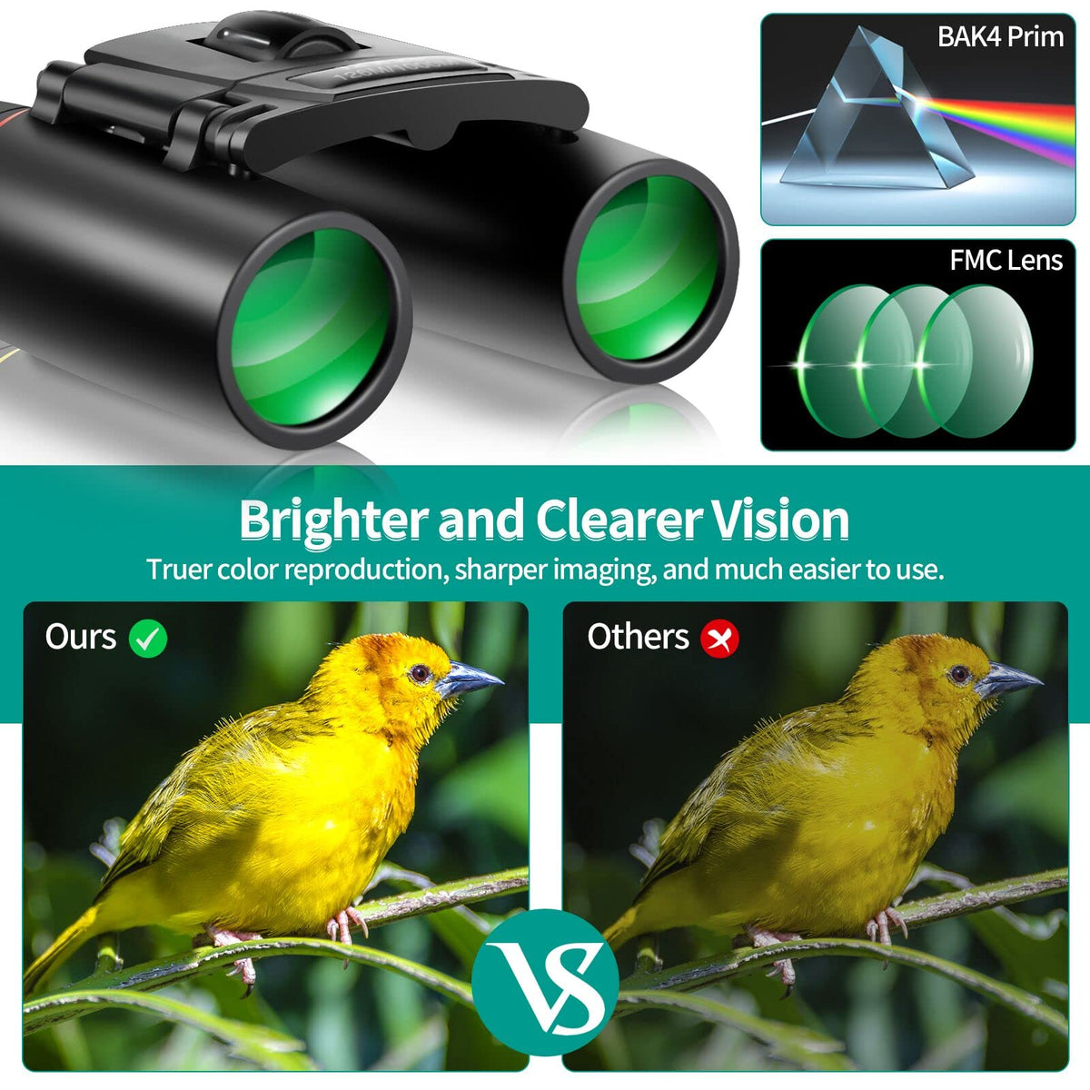 POLDR 12X25 Small Binoculars with Clear Vision, Pocket Compact (Bin-220720-1)