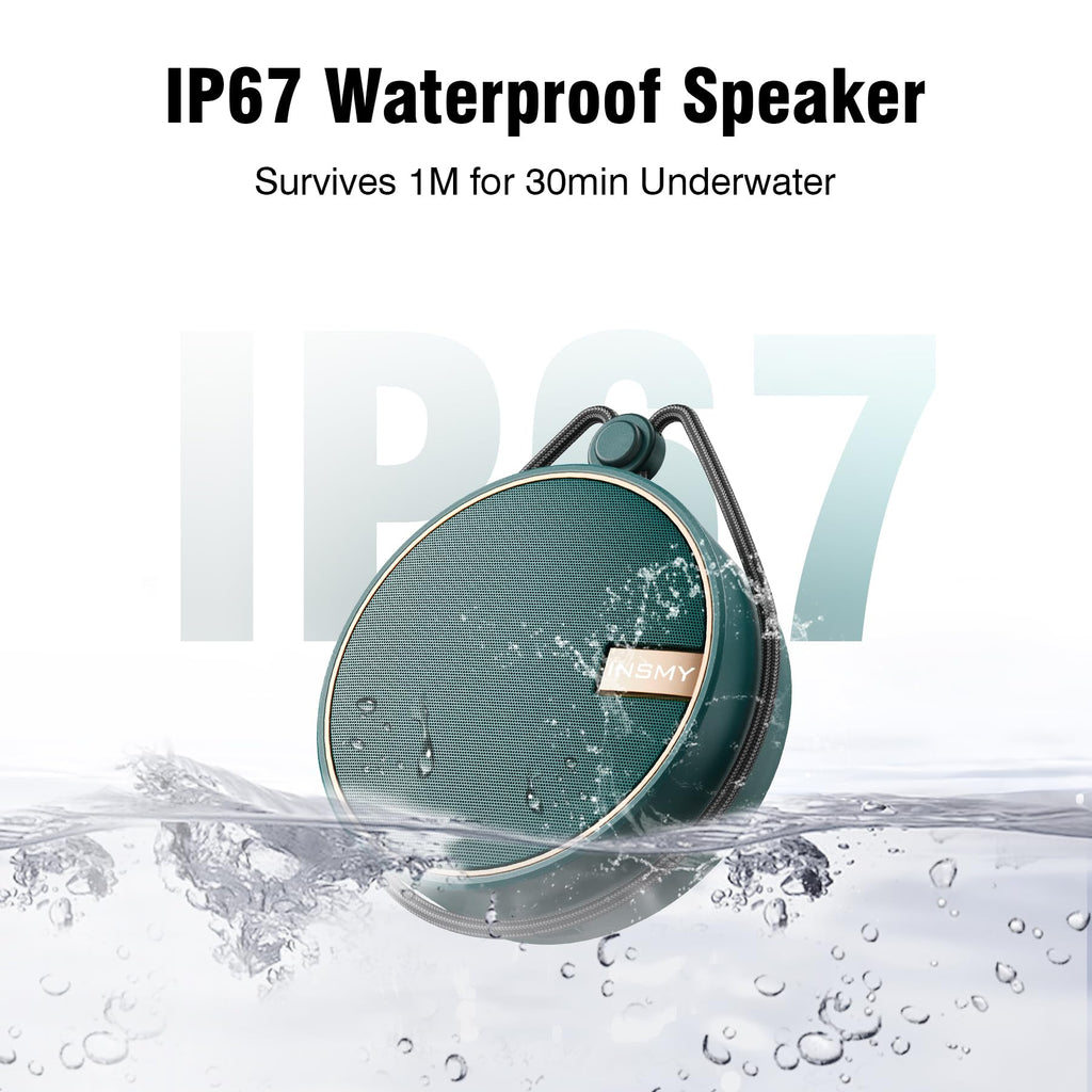 INSMY C12 IP67 Waterproof Shower Bluetooth Speakers,Portable Small Speaker - Teal view 1