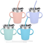 Vermida 12oz Stainless Steel Kids Cups with Handle for Toddlers, 4 Pack