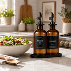 Olive Oil Dispenser for Kitchen, 2-Pack 12oz Glass Bottle - Brown&Black Labels view 5