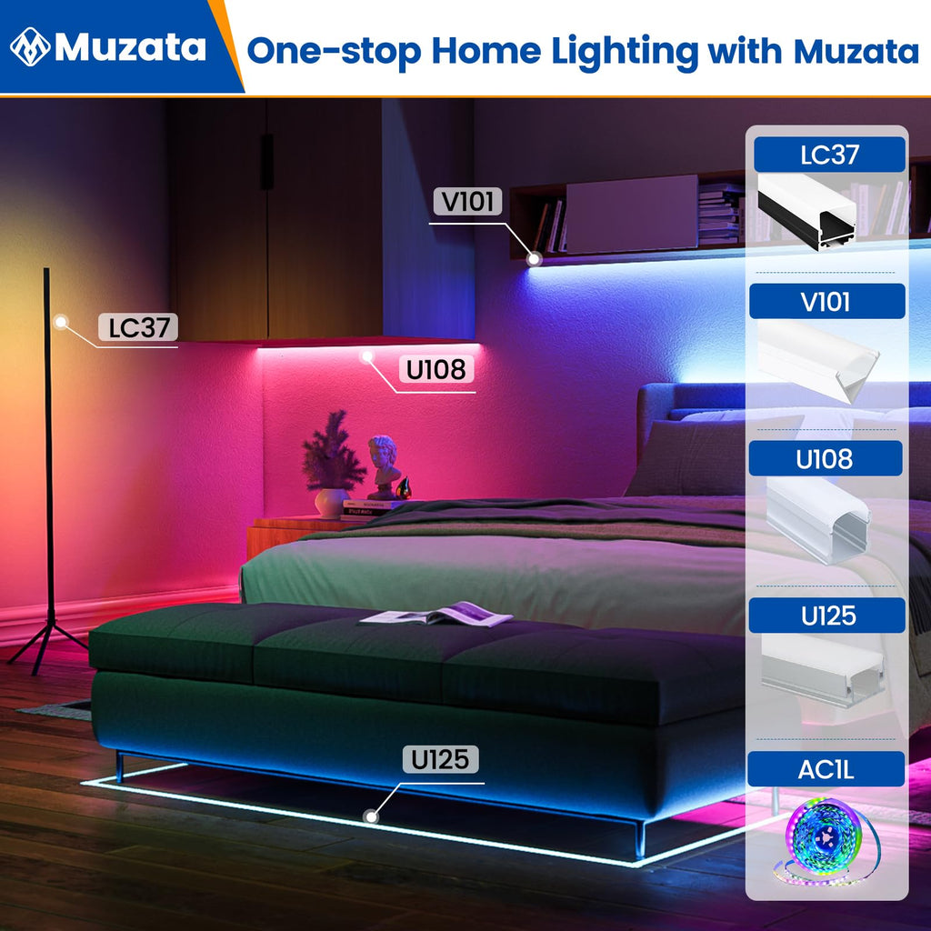 Muzata 6Pack 3.3FT/1M Silver Spotless LED Channel with Milky Diffuser U108 (additional view 4)