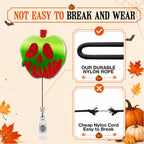 Halloween Badge Reel, Cute Spooky Gifts for Teacher Nurse - Apple view 1