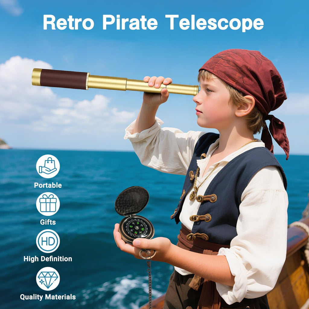 Laupha Retro Pirate Telescope 25x30 Spyglass Portable Collapsible Handheld Telescope Zoom (additional view 1)