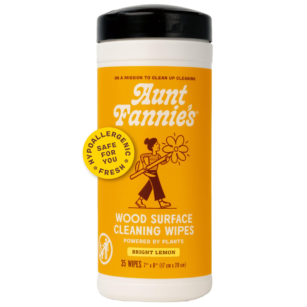 Aunt Fannie's Wood Surface Cleaning Wipes, Lemon, 35 Count, Pack of 1