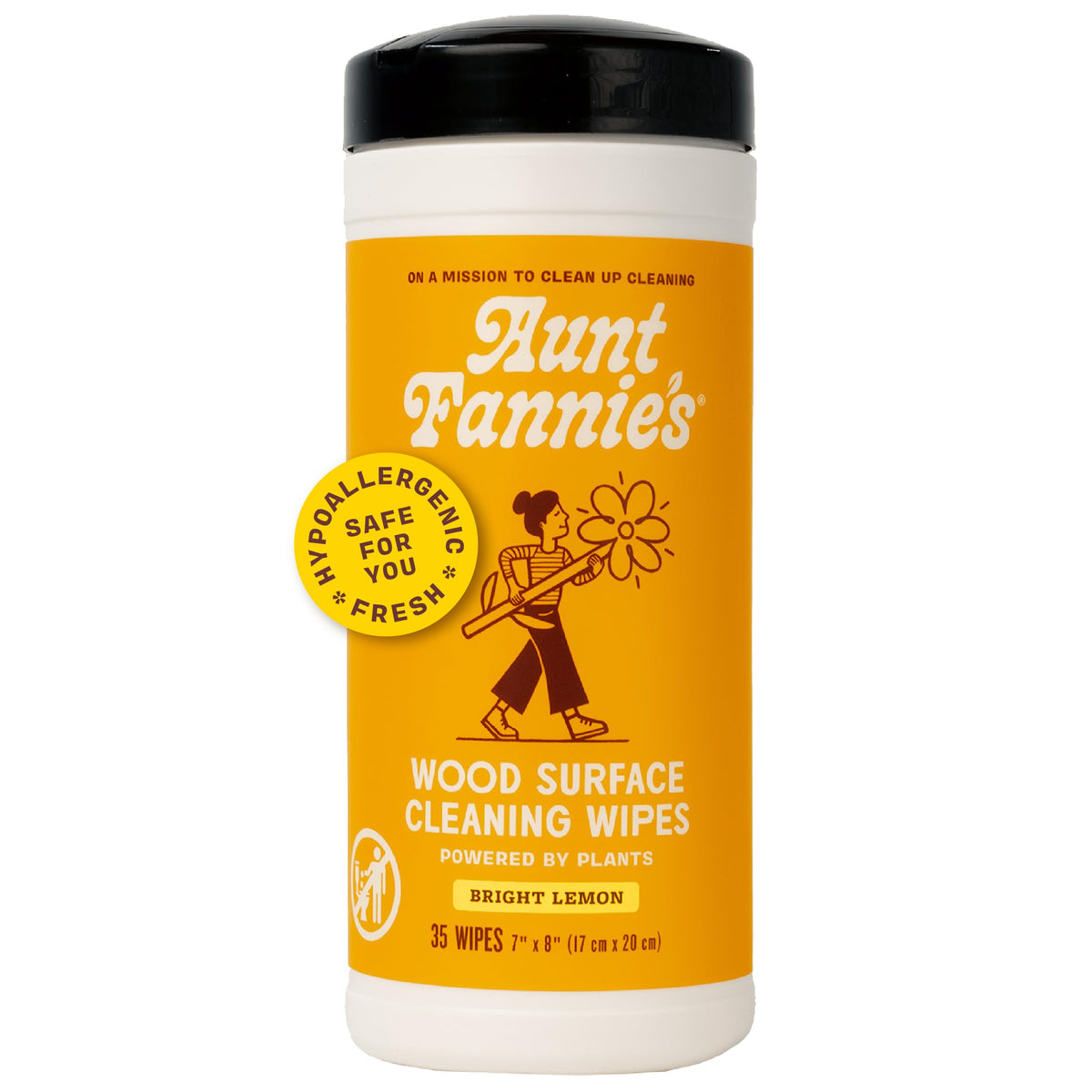 Aunt Fannie's Wood Surface Cleaning Wipes, Lemon, 35 Count, Pack of 1