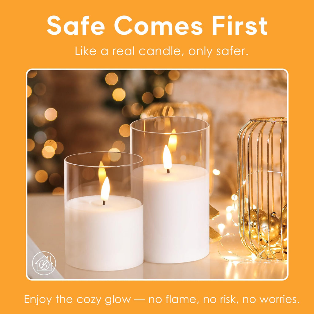 Eywamage Glass Flameless Candles with Remote - Clear view 5