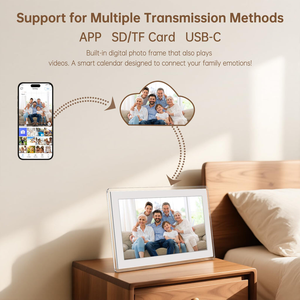 Yemsd 15.6" Digital Calendar Wall Touch Screen, Chore Chart, Photo Frame, Bases (White01)