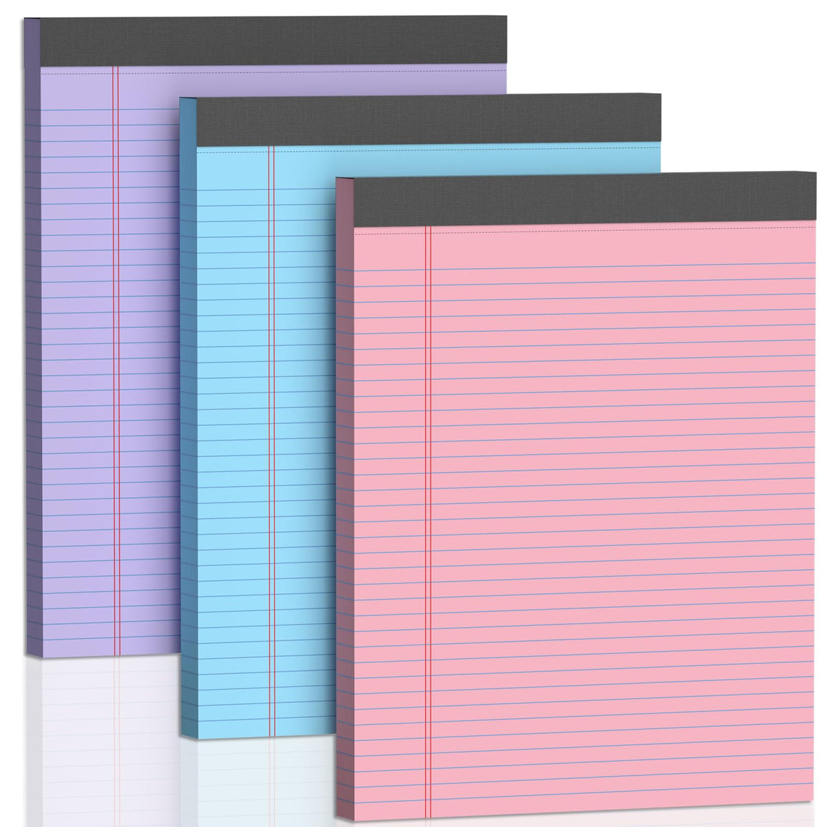 Glyanlee Legal Pads 8.5 x 11 Ruled Notepads, 50 Sheets/Pad - Multi-3colors / 3 Pack