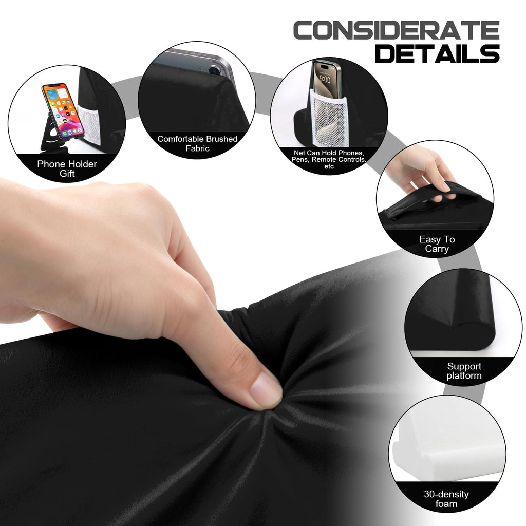 Sttargxing Tablet Stand Multi-Angle Tablet Pad Stand Lazy Holder Stand Soft Pad Stand Tablet Cushion Stand with Net Pocket & Random Color Stands for Lap - Black view 7