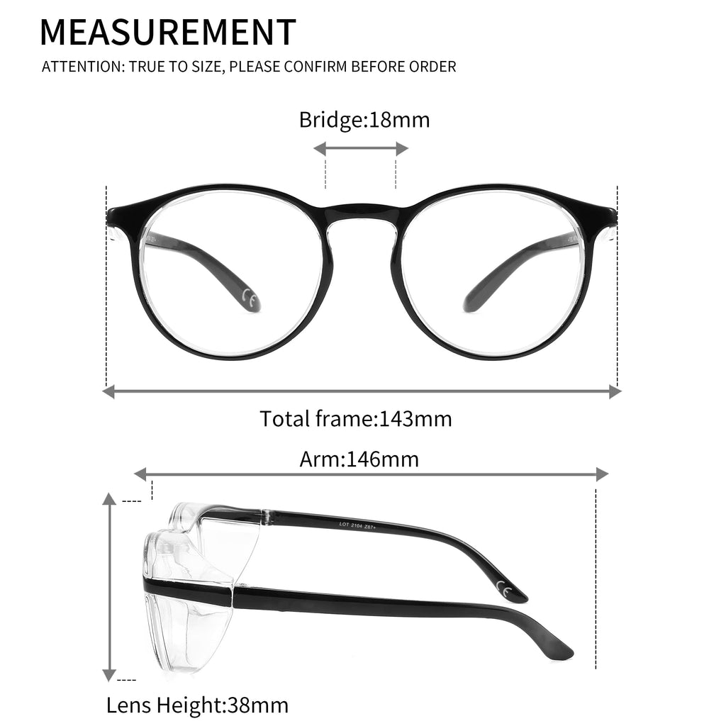 Alsenor Safety Glasses Anti Fog Goggles Protective Eyewear Blue Light Blocking Anti Dust UV Protection Glasses For Men Women - Round-black view 4