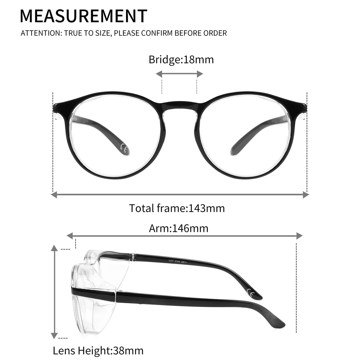 Alsenor Safety Glasses Anti Fog Goggles Protective Eyewear Blue Light Blocking Anti Dust UV Protection Glasses For Men Women - Round-black view 4