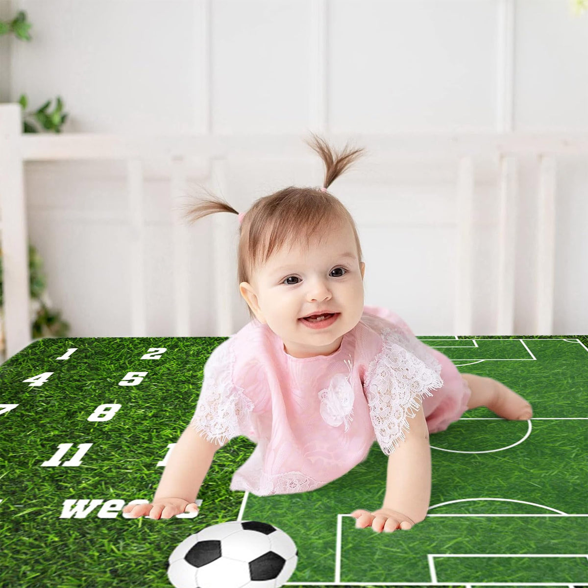 CSFOTO Soccer Theme Baby Monthly Milestone Blanket Football Sports Nursery Decor (additional view 3)