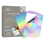 MECOLOUR Holographic Sticker Paper 8.5'' 11'' Printable Premium Rainbow Vinyl for Cricut - 20