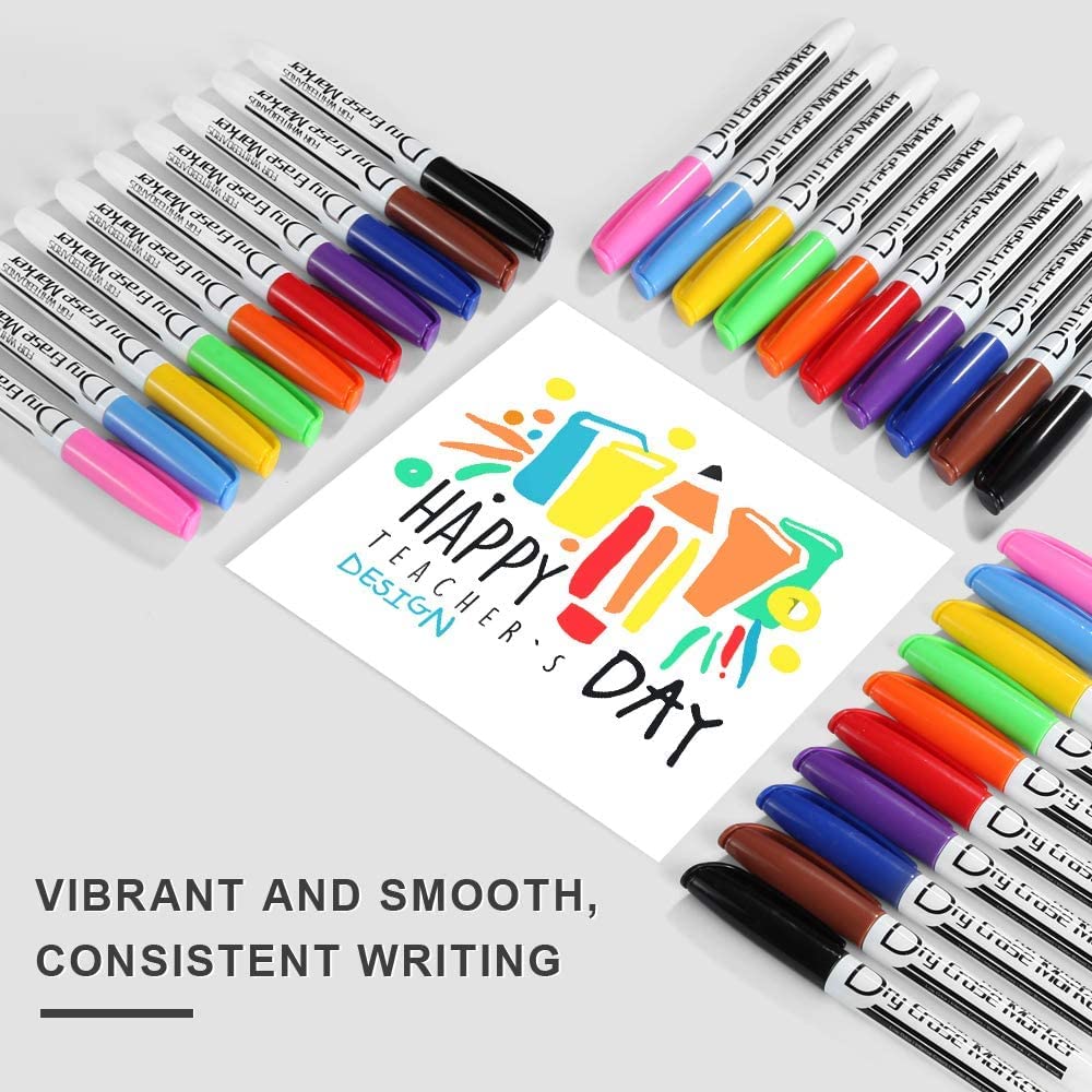 Volcanics Dry Erase Markers, Fine Tip, Low Odor, 10 Colors, – 125 Pack (OP020125PK)