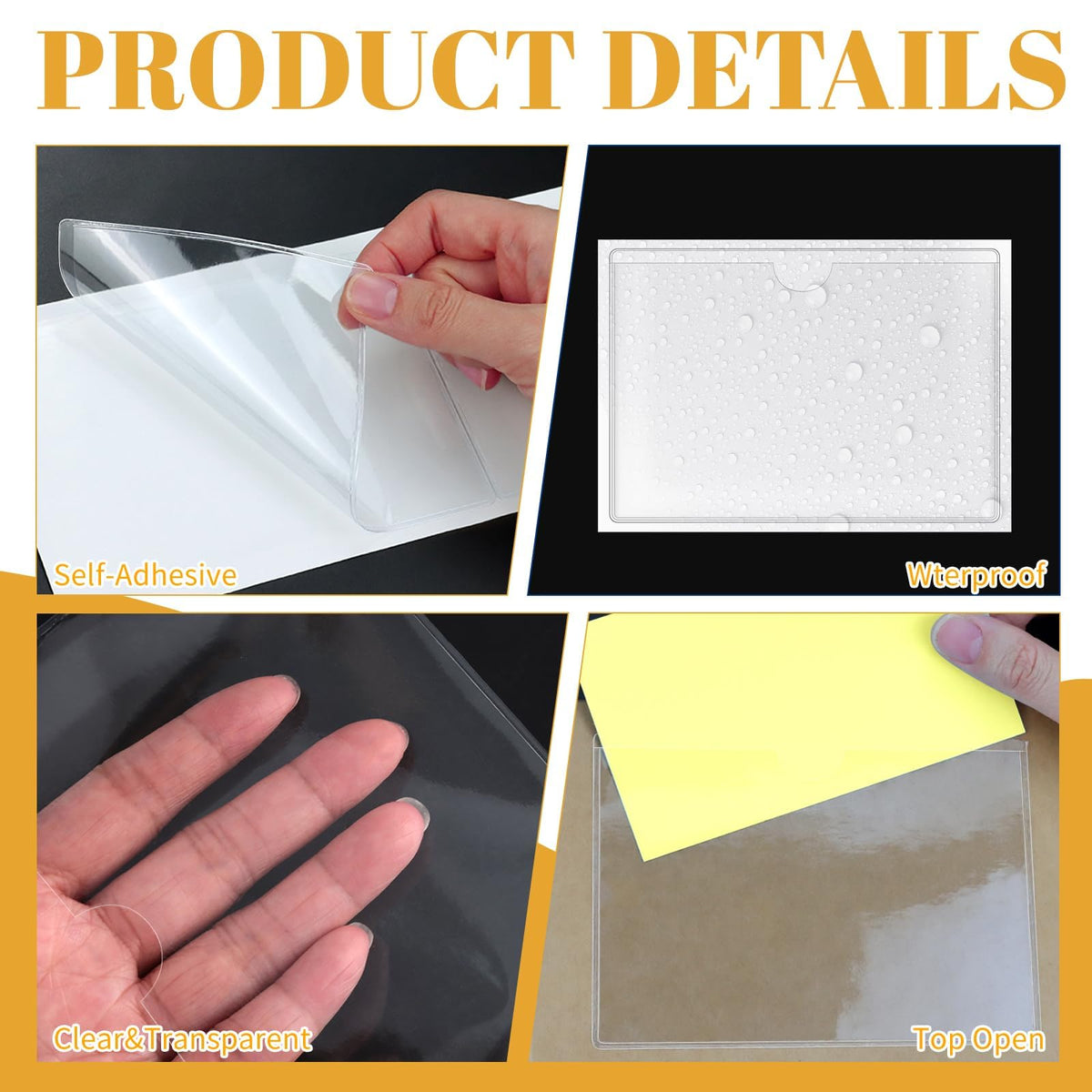 WYOMER Clear Self-Adhesive Business Card Pockets and Top Open Library Card Pockets - 300 / 2.3" x 3.7" view 2