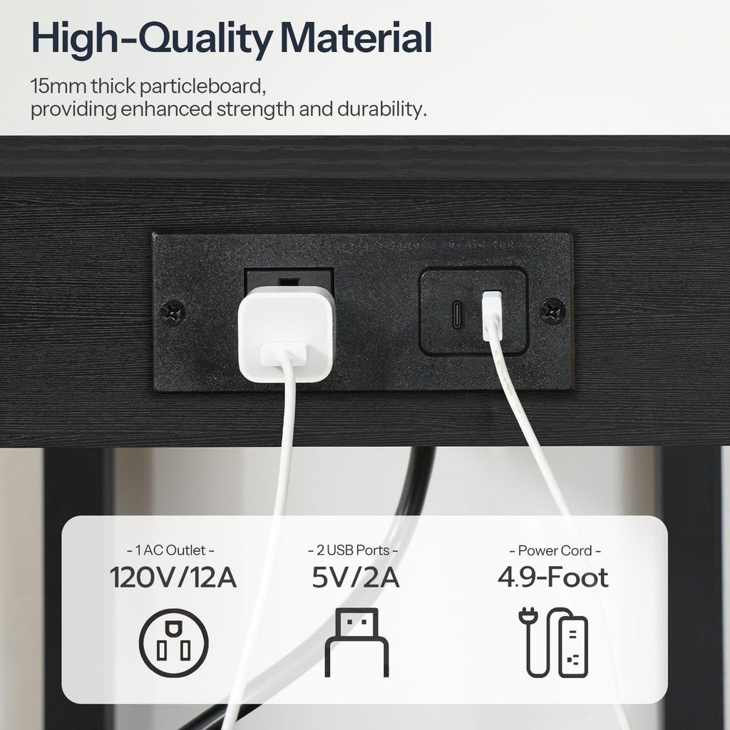 HOOBRO 2-Tier Printer Stand with Charging Station, Under Desk Printer Table, Printer Cart (additional view 7)