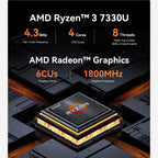 Beelink EQR5 Mini PC, AMD Ryzen 3 7330U 16G DDR4 480G NVMe M.2 SSD W11 PRO (additional view 4)