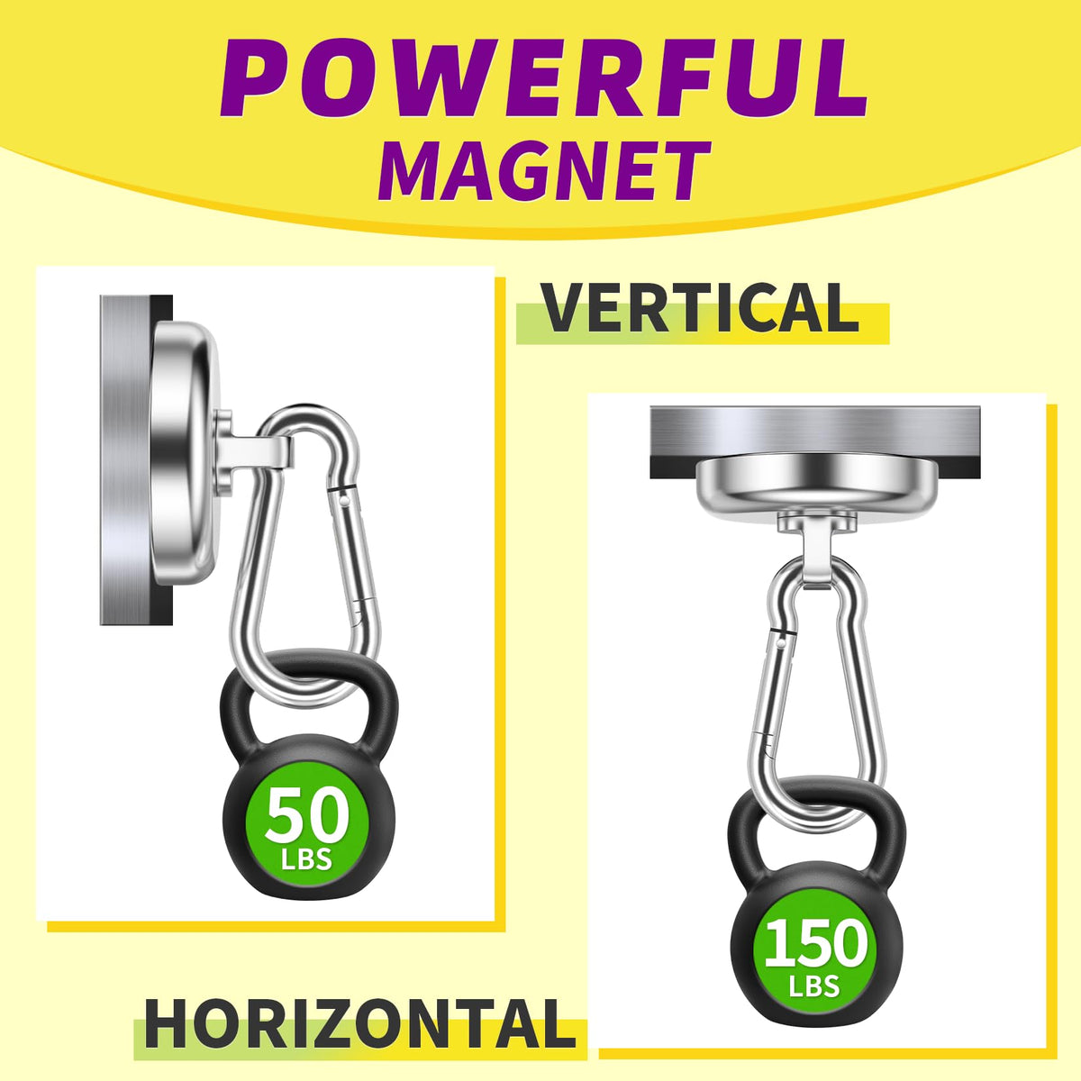 Niuknow Magnetic Hooks with Swivel Carabiner - Silver / 1.42 in view 3