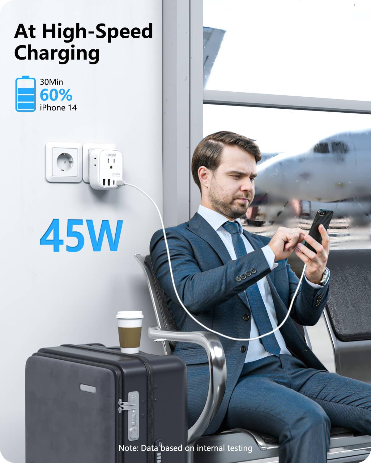 LENCENT Travel Plug Adapter - Type E/F-45W-Germany view 2