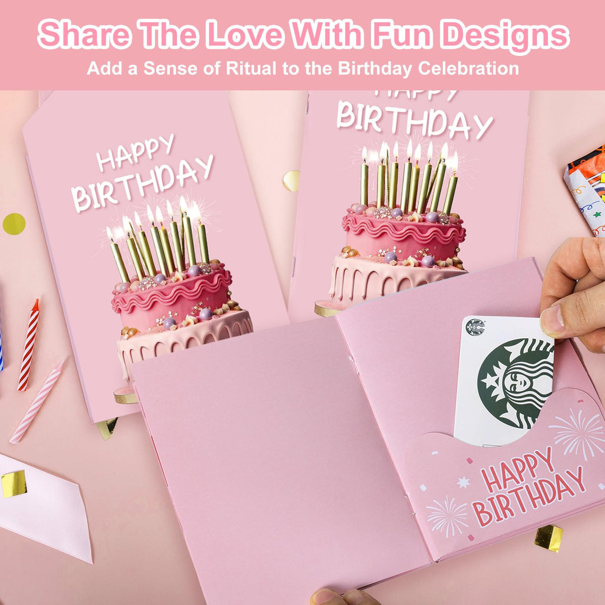 Marhpveua 6 Slots 3D Honeycomb Birthday Money Card Holder - Pastel view 4