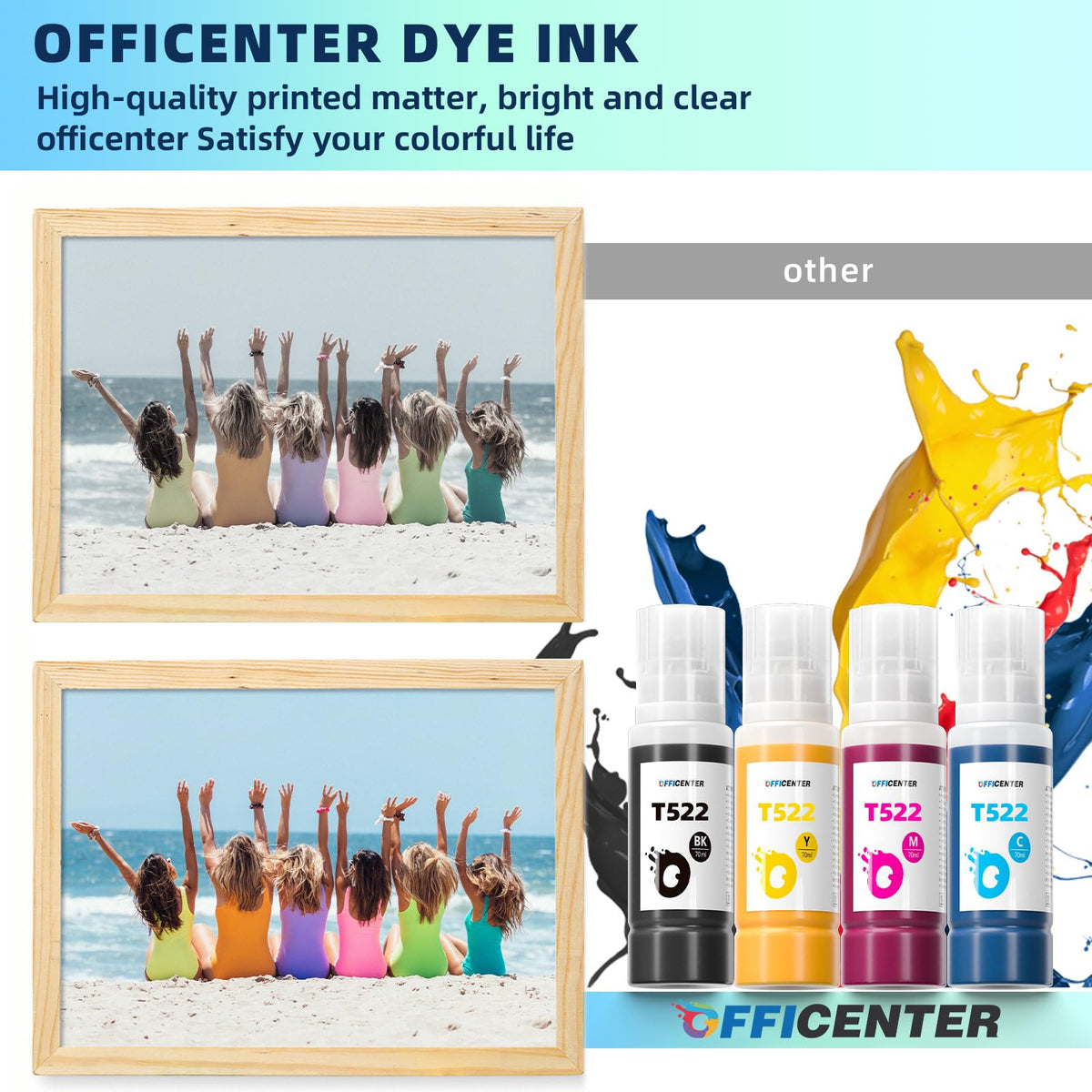 OFFICENTER 10 Bottles 522 Ink Refill Bottles for Ecotank ET-2800 ET-2720 ET-2803 ET-4700 (additional view 3)
