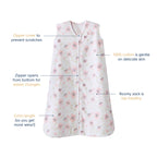 HALO SleepSack, 100% Cotton Wearable Blanket, Swaddle Transition Sleeping Bag, TOG 0.5, Wildflower Blush, Medium, 6-12