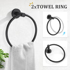 TURS Matte Black 8 Pieces Bathroom Hardware Set, SUS304 Stainless Steel 24 Inch and 20 (additional view 2)