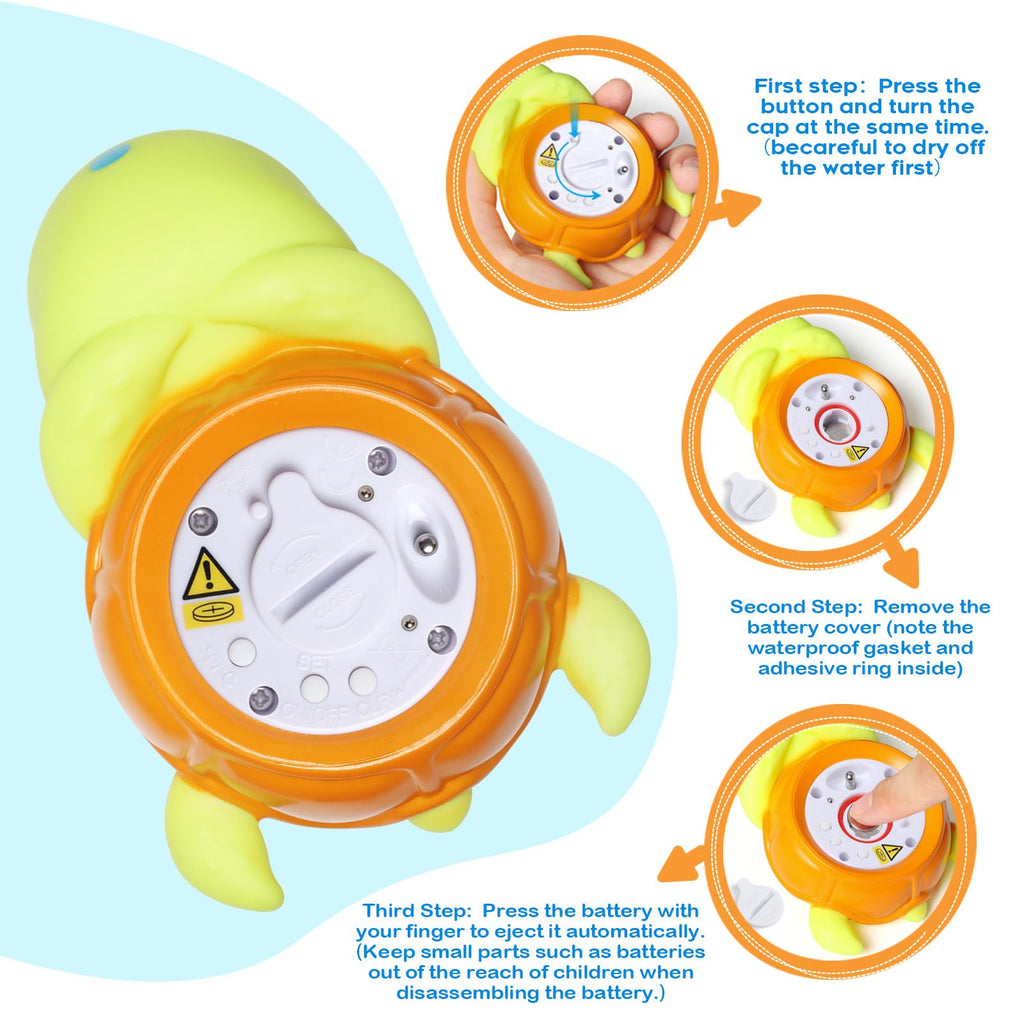 Sea Turtle Water Proof Baby Bath Thermometer Used for Infant Baby Bath - YELLOW AND GREEN view 4