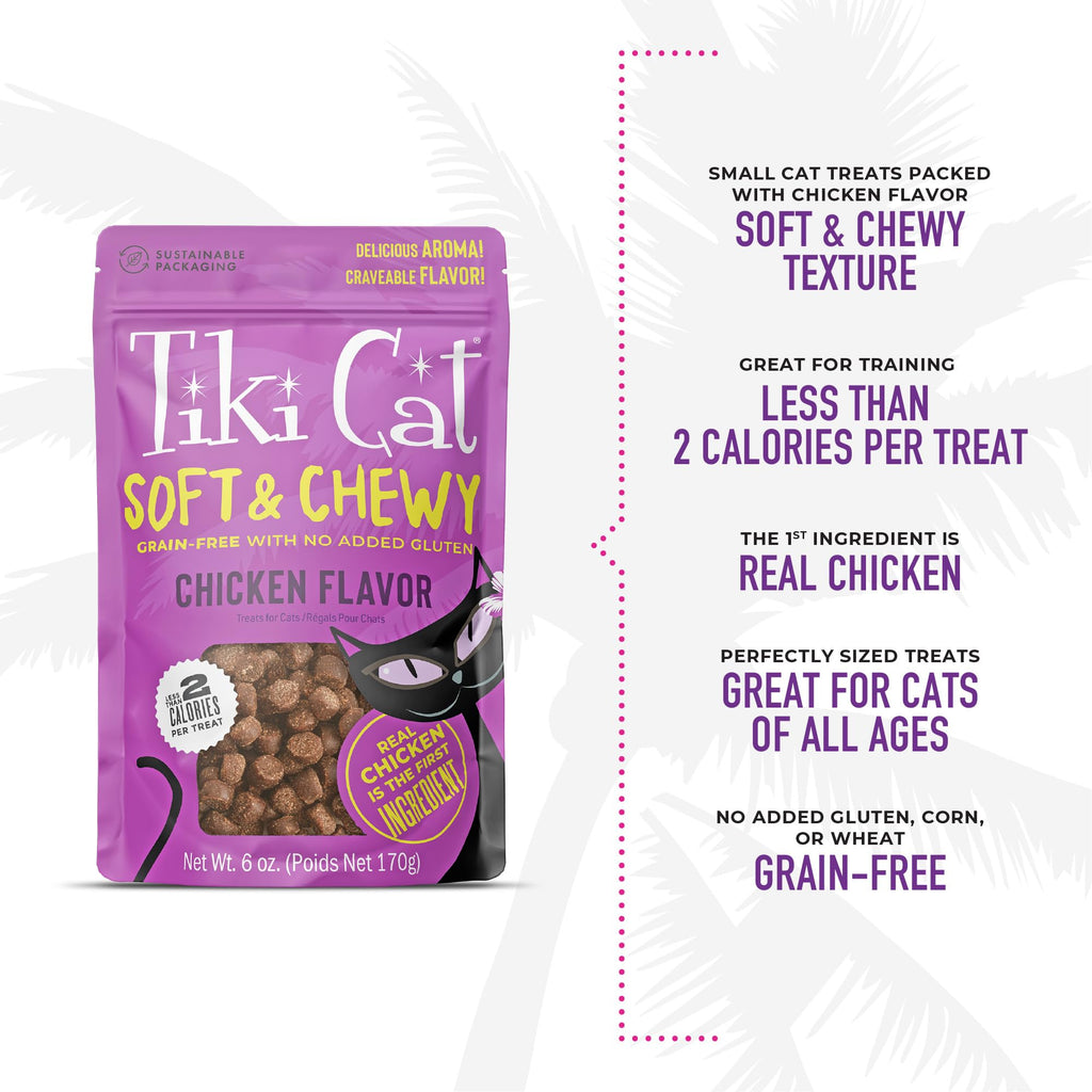 Tiki Cat Soft & Chewy Dry Cat Treats, Chicken Flavor, 6 oz Pouch (additional view 4)