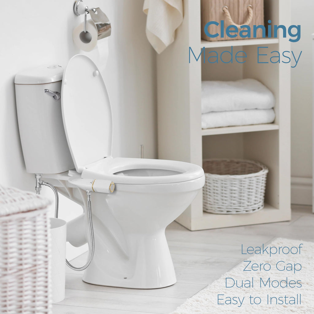 BIGCOW Ultra-Slim Bidet Attachment for Toilet - Dual Nozzle (Frontal & Rear Wash) with Adjustable Cold Water Pressure