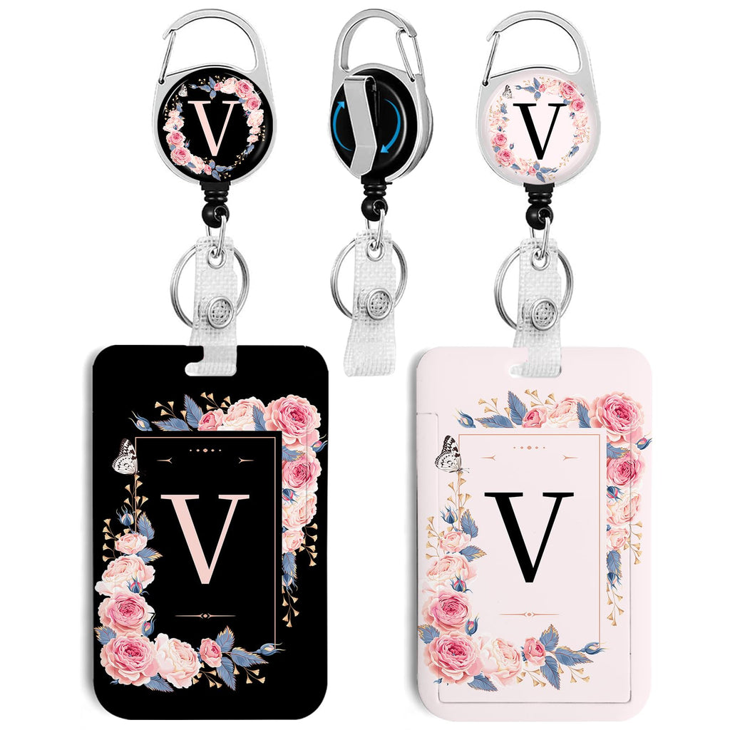 2 Pack ID Badge Holder with Clip Badge Reels Retractable Heavy Duty - 2pack-v