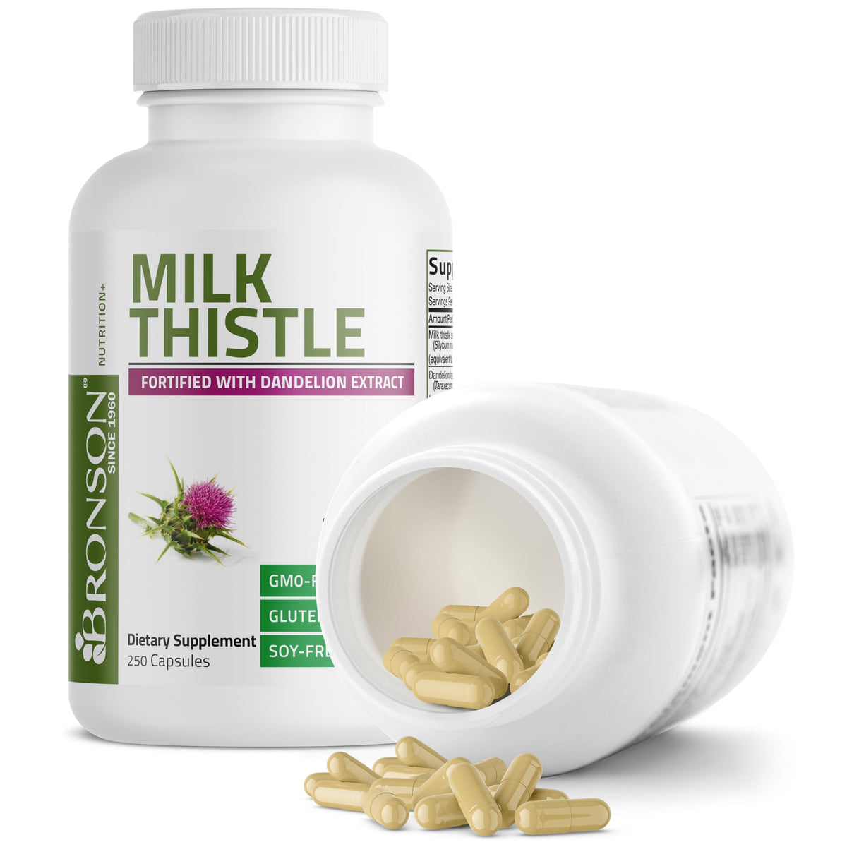 Bronson Milk Thistle Silymarin Marianum & Dandelion Extract - 250 Count (Pack of 1) view 5