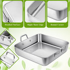 Funnymoom 2 Pcs Stainless Steel Cake Pan with Handle - 8" x 8" x 1.97" view 4