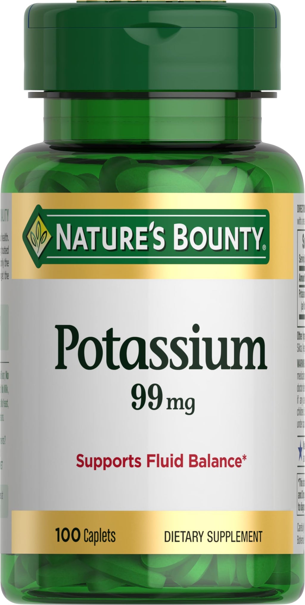 Nature's Bounty Potassium 99mg, 1 Per Day, 100 Vegetarian Caplets