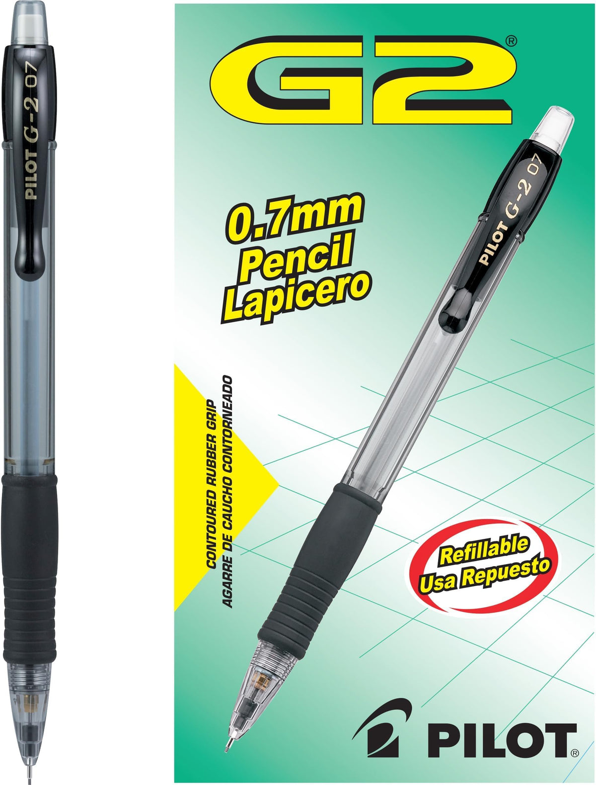 PILOT, G2 Mechanical Pencils, 0.7mm HB Lead, Black Accents, 12 Count (Pack of 12) (51015)