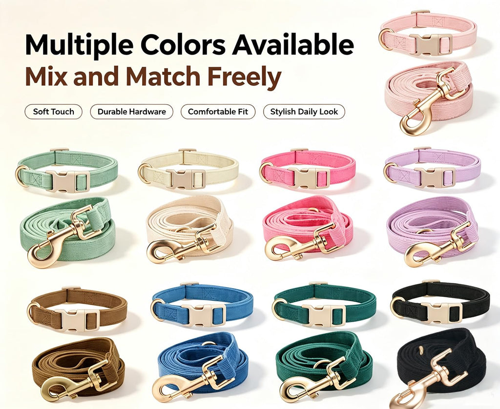 YUDOTE Corduroy Dog Collar and Leash Set - view 9