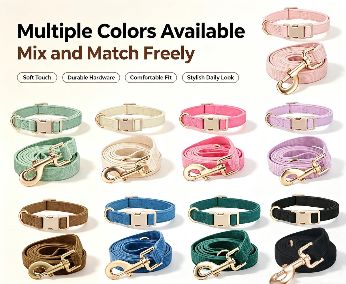YUDOTE Corduroy Dog Collar and Leash Set - view 9