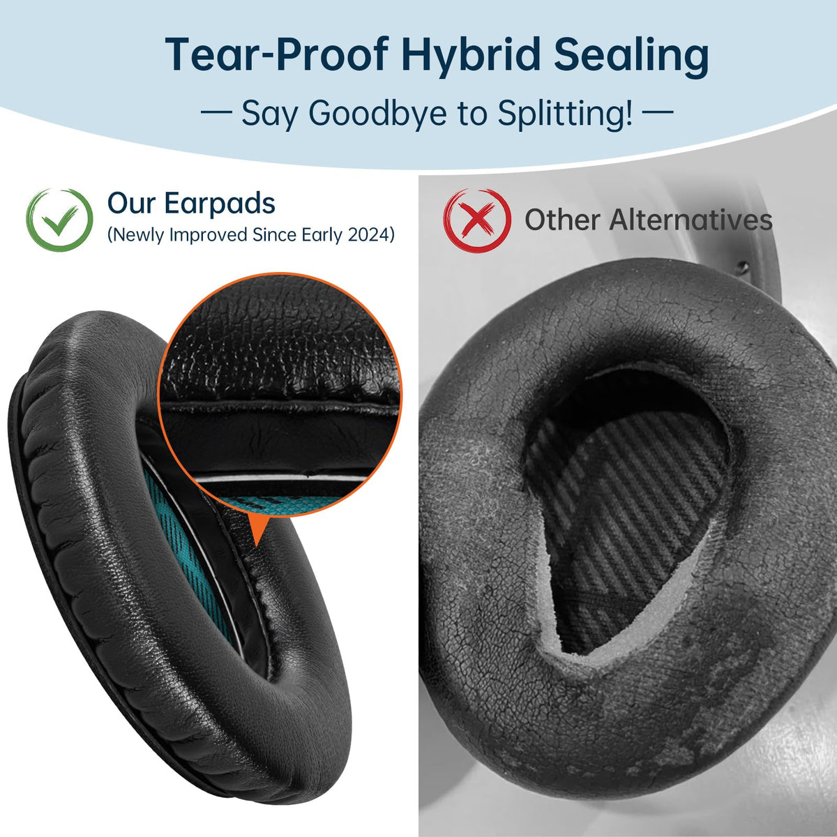Aurivor Replacement Ear Pads for Bose QuietComfort QC35 QC25 QC15 QC2 Headphones - Black view 1