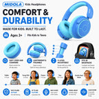 Kids Bluetooth Headphones Wireless Over-Ear,68Hrs,Volume Limit 85/94dB - Blue view 6