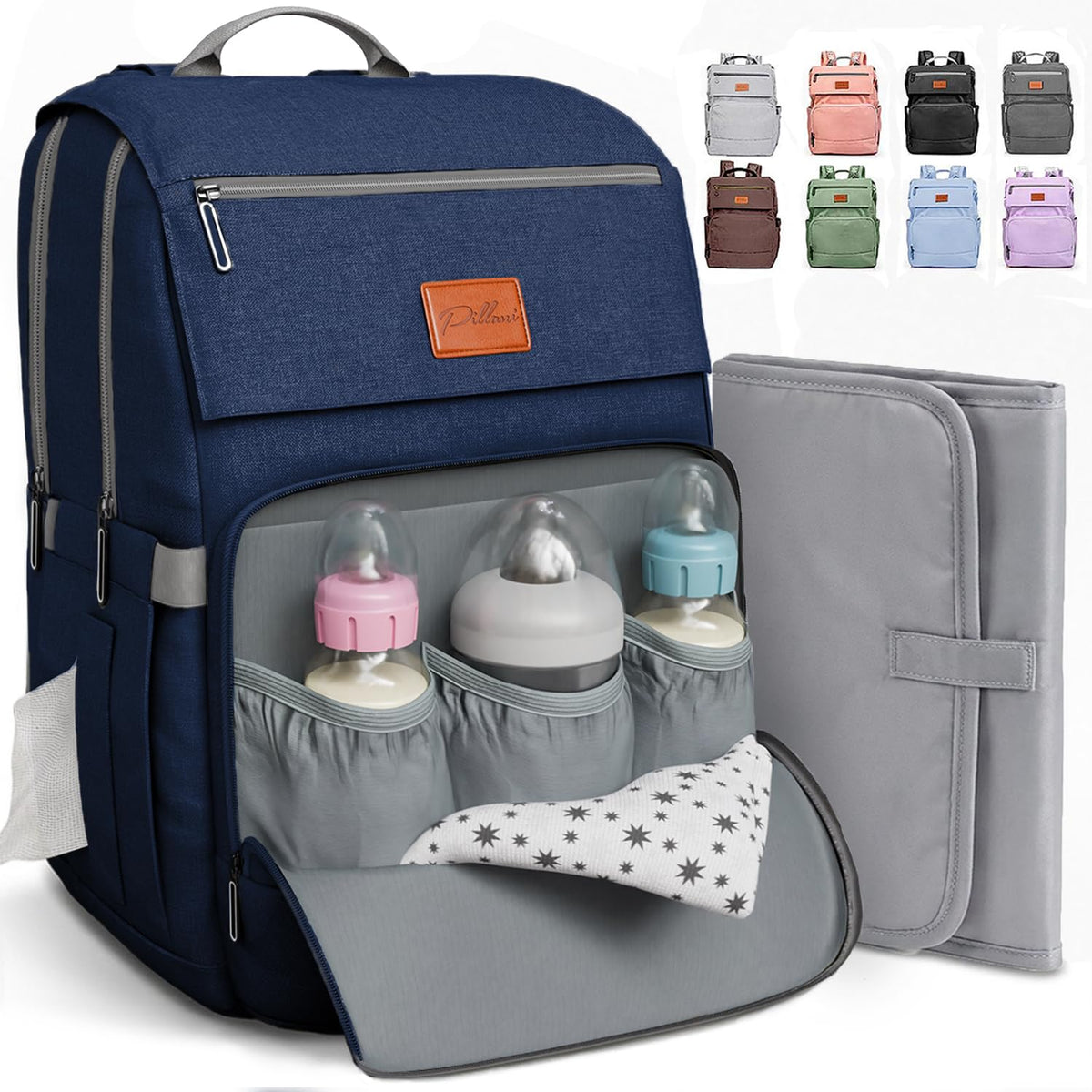 PILLANI Baby Diaper Bag Backpack - Navy Blue