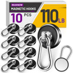 Niuknow Magnetic Hooks with Swivel Carabiner - Black / 1.26 in