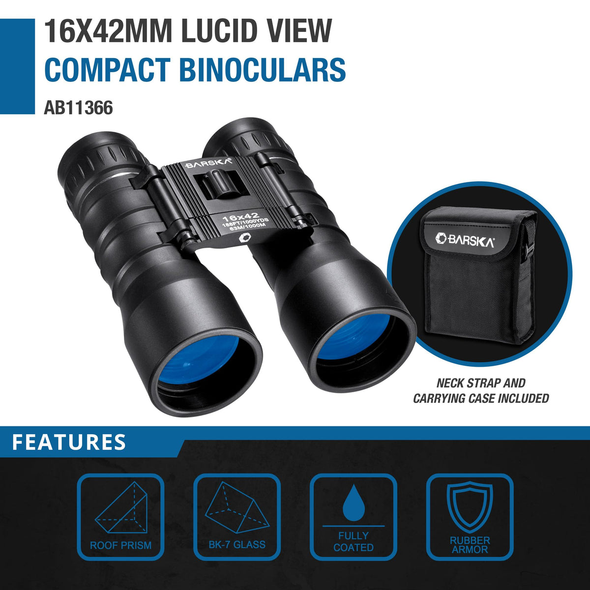 Barska Lucid View Compact Binoculars - 16x42 view 2