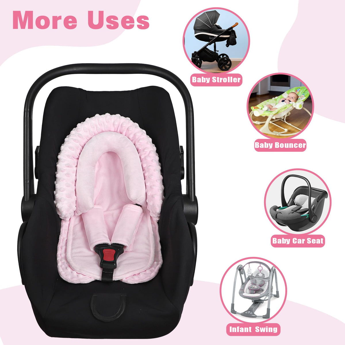 HNHUAMING Infant Car Seat Insert - Pink view 6