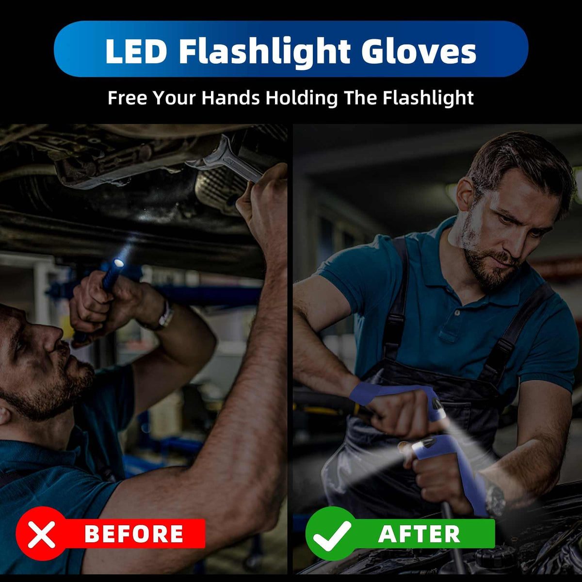 MOIPEJO LED Flashlight Gloves - Klein Blue view 2