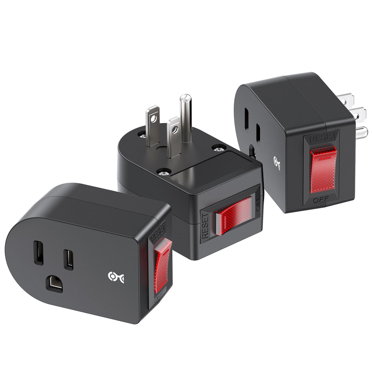 [ETL Listed] Cable Matters 3-Pack Grounded Outlet Switch - Black