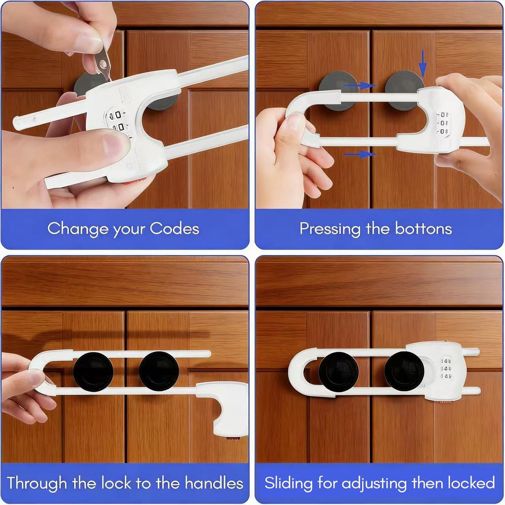 Upgrade 2 Packs Sliding Cabinet Locks - White view 3